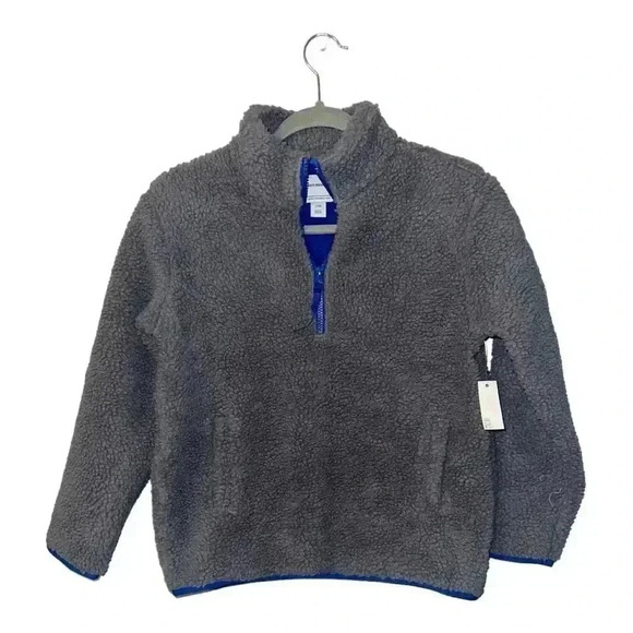 🎄NWT Amazon Essentials Boys Gray 1/4 Sherpa Pullover, Large (10) - Picture 1 of 4
